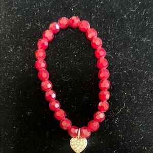 Avon Elegant Burgundy Red Beaded Bracelet with Sparkling Heart Charm
